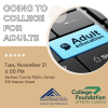 Going to College For Adults-Tues, Nov 21 at 6p-Jackson County Public Library with College Foundation